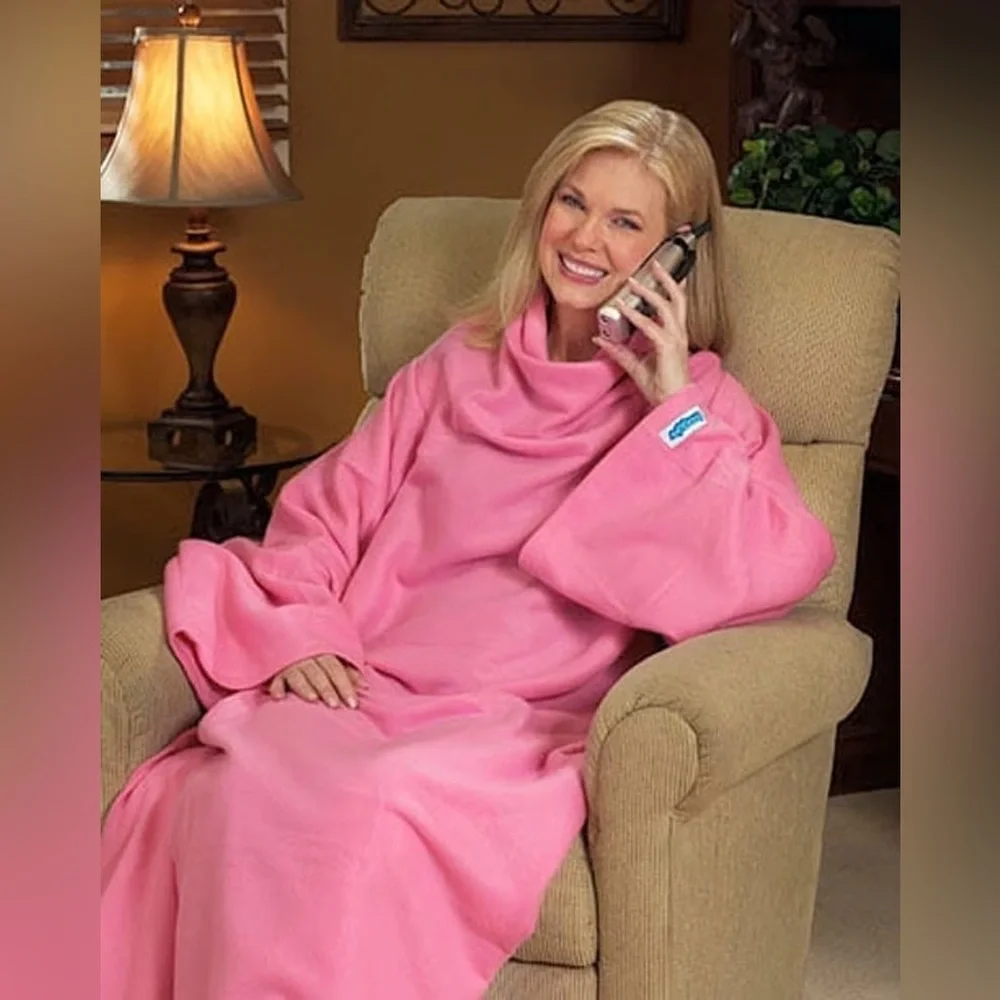 ❤️ Snuggie - Cozy Pink Fleece Blanket with Sleeves